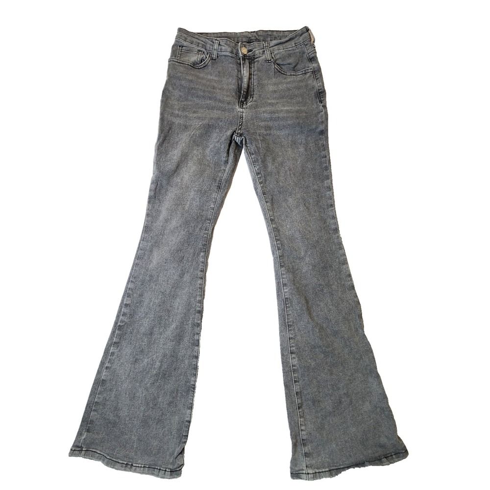 Shein Womens Denim Jeans Wide Leg Pants Gray Size 6